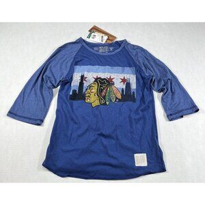 Chicago Blackhawks Retro Brand Youth T Shirt Size Small 3/4 Sleeve
